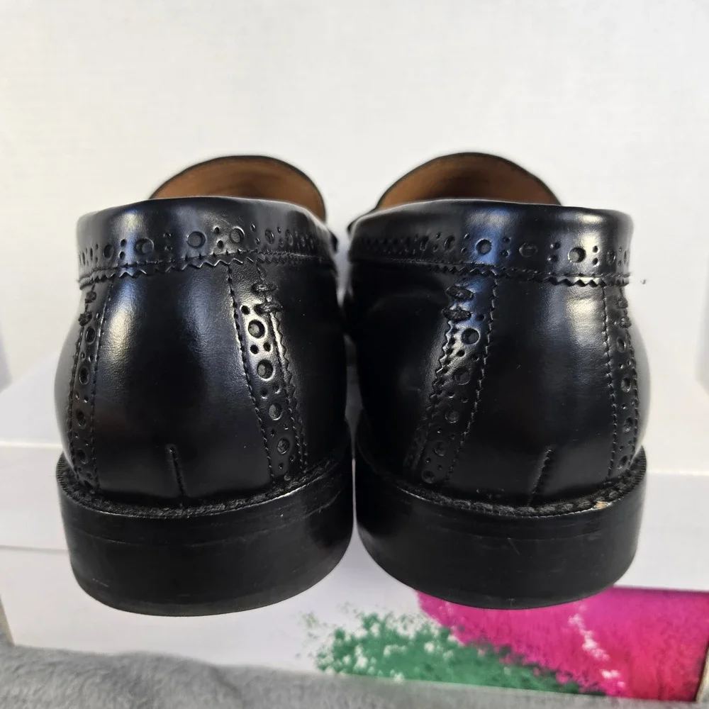 Cole Haan Grand.OS Mens Black Leather Penny Loafers Brogue C21180 Size 11.5
